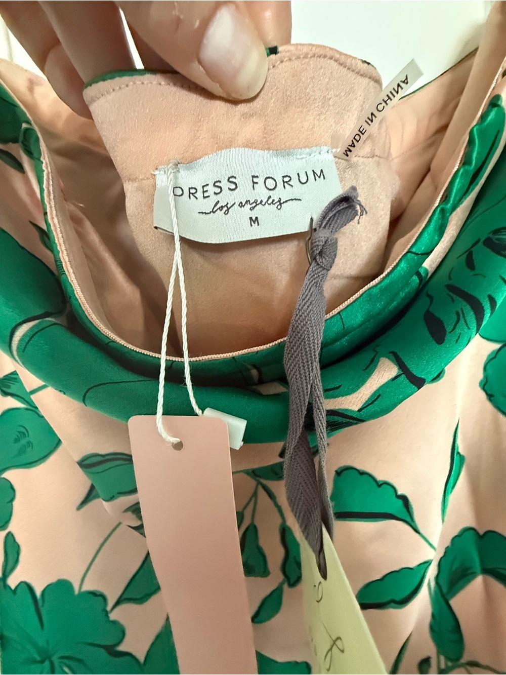 Dress Forum Strapless Pink Maxi Dress with Green Floral Print NWT - Picture 4 of 7